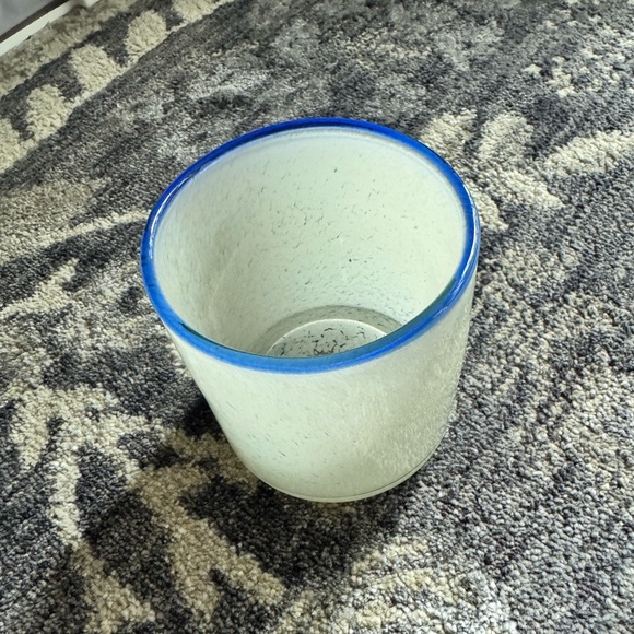 Other - Blue Rimmed Glass Tumbler